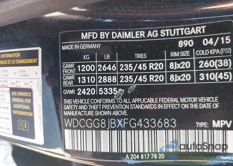 2015 Mercedes-Benz Glk 350 4Matic z USA, uszkodzony, nr VIN WDCGG8JBXFG433683